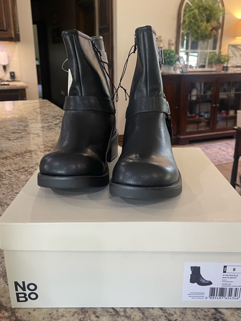 No Boundaries Black Moto Combat Boots with Buckle Detail - Picture 2 of 3